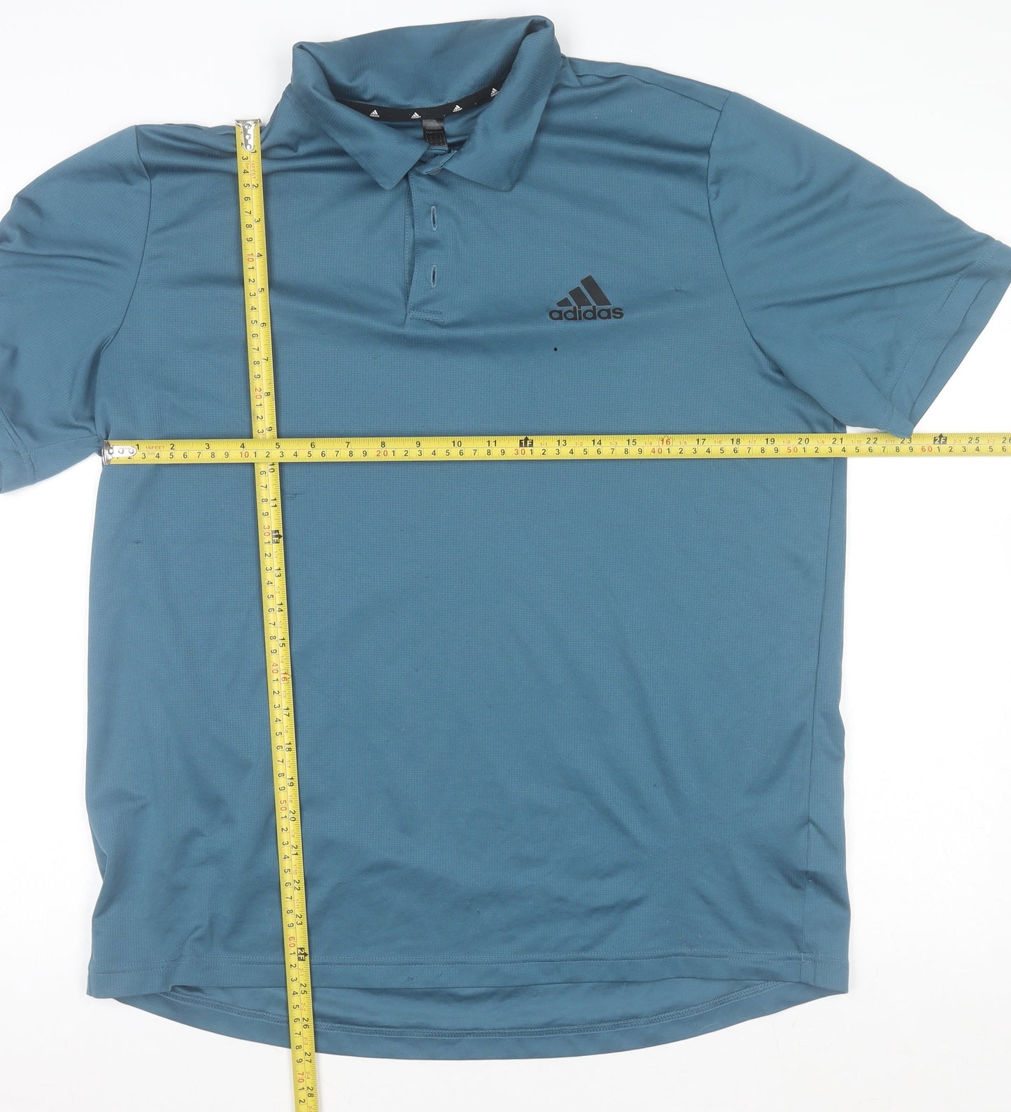 Adidas Men's Blue Collared Short Sleeve Polyester T-Shirt L