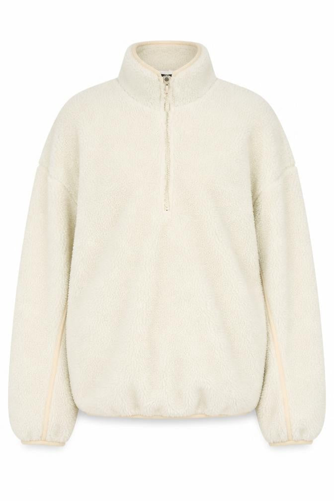 ASOS Design Women's Beige 1/2 Zip Fleece Pullover Sweatshirt M