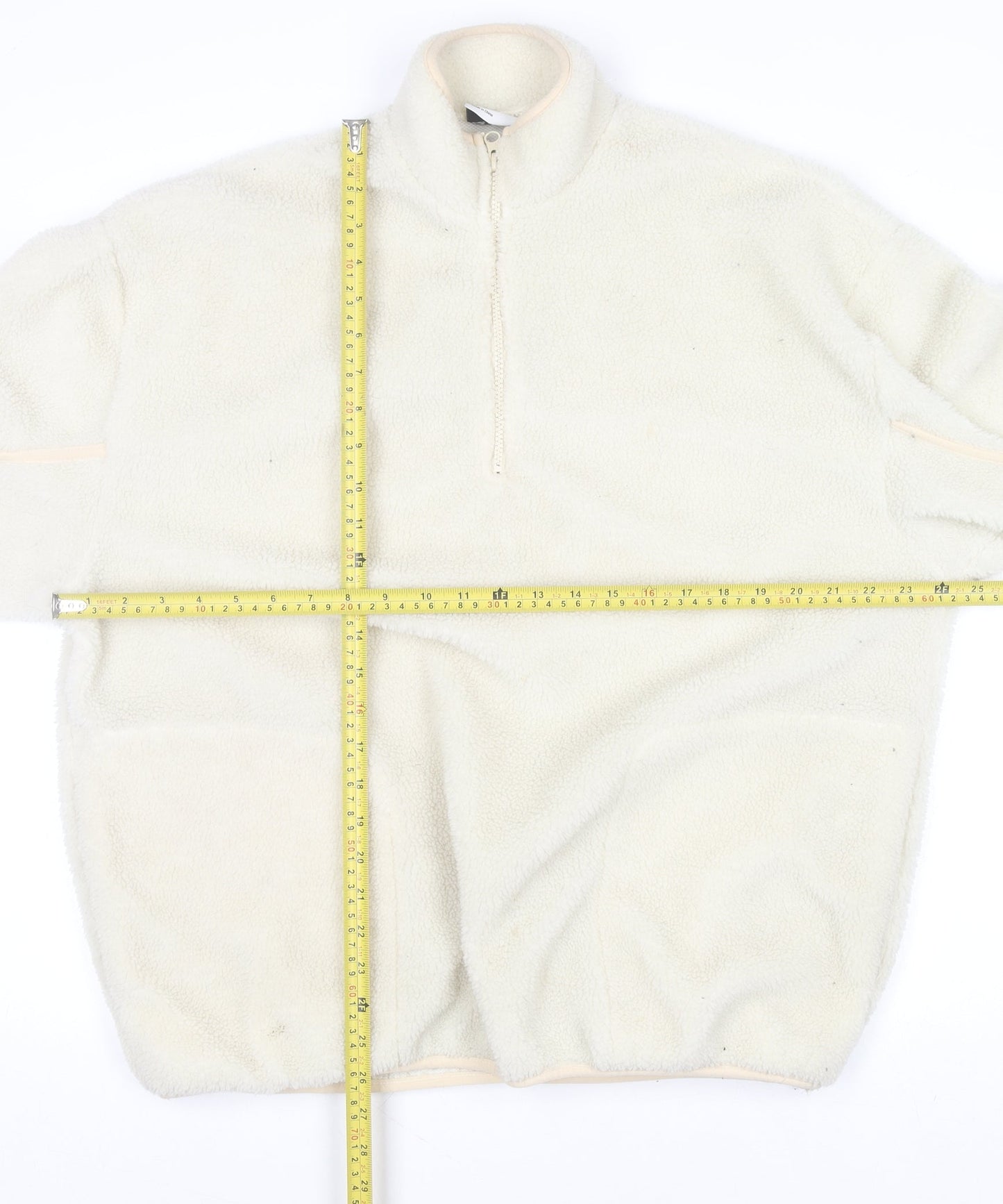 ASOS Design Women's Beige 1/2 Zip Fleece Pullover Sweatshirt M