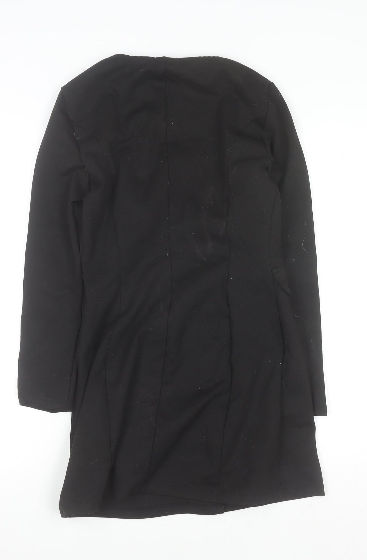 Stradivarius Women Black Shift Dress M Long Sleeve Button Workwear