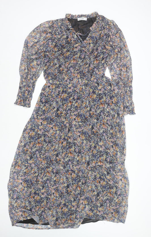 Gallery Women's Multicoloured Floral Midi Wrap Dress UK 10