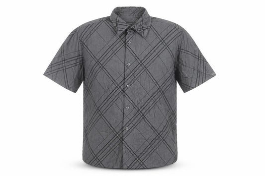 River Island Men’s Grey Check Short Sleeve Button-Up Shirt Size M