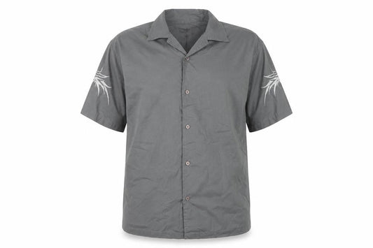 Richard Chang Men's Grey XL Short Sleeve Tribal Button-Up Shirt