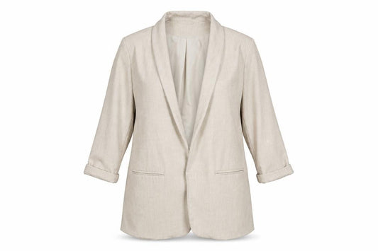 Only Women Beige Tailored Blazer Size 10 Slim Fit 3/4 Sleeve
