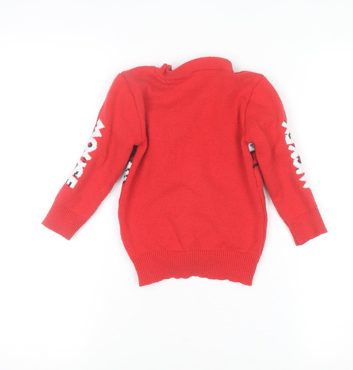 Disney Girls Red Mickey Mouse Cardigan 3 Years V-Neck Button Knit Jumper