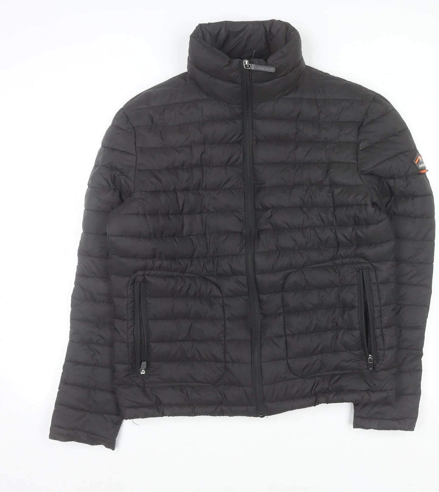 Superdry Men's Black Medium Puffer Jacket Winter Outdoor Full Zip