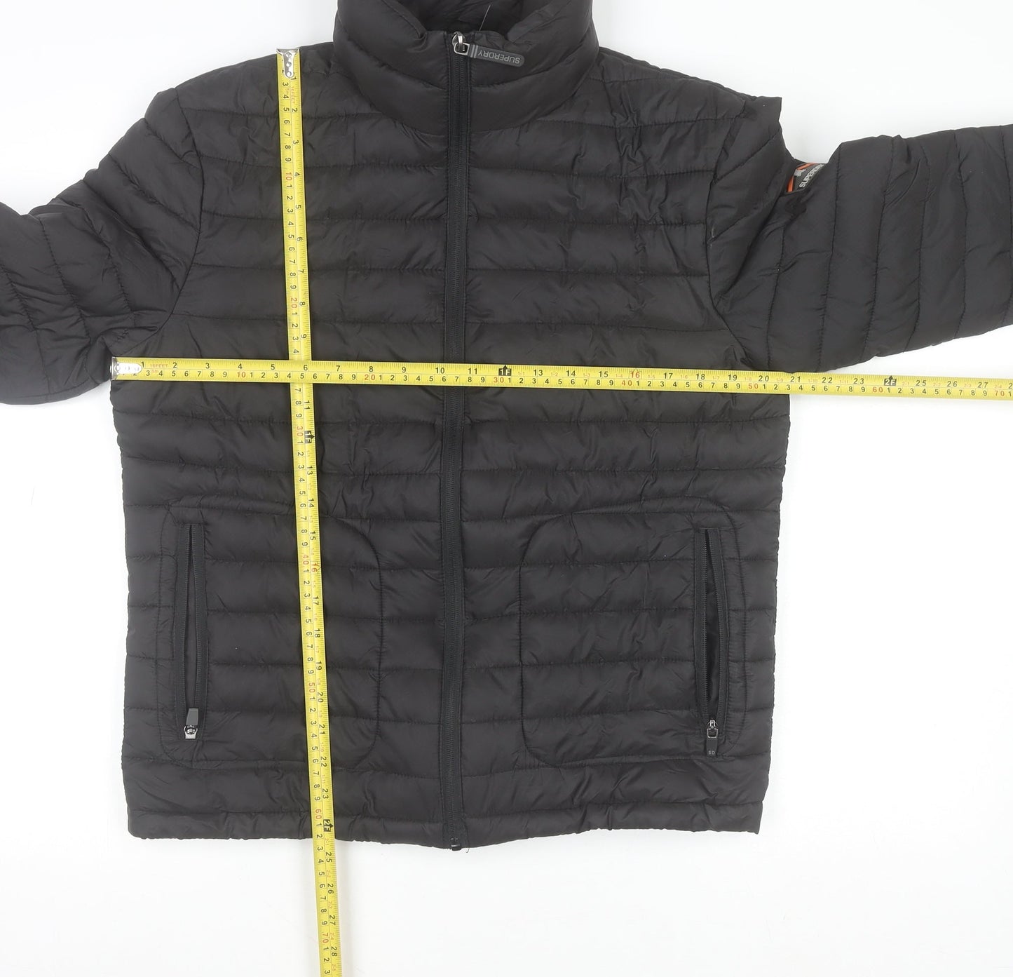 Superdry Men's Black Medium Puffer Jacket Winter Outdoor Full Zip