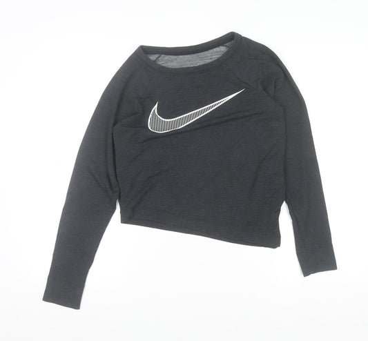 Nike Womens Black Cropped Dri-Fit Long Sleeve Sports Top XS