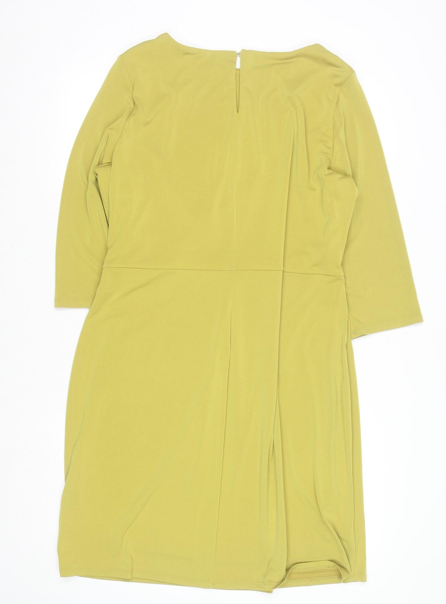 Marks and Spencer Women Green Size 18 Ruched Sheath Dress