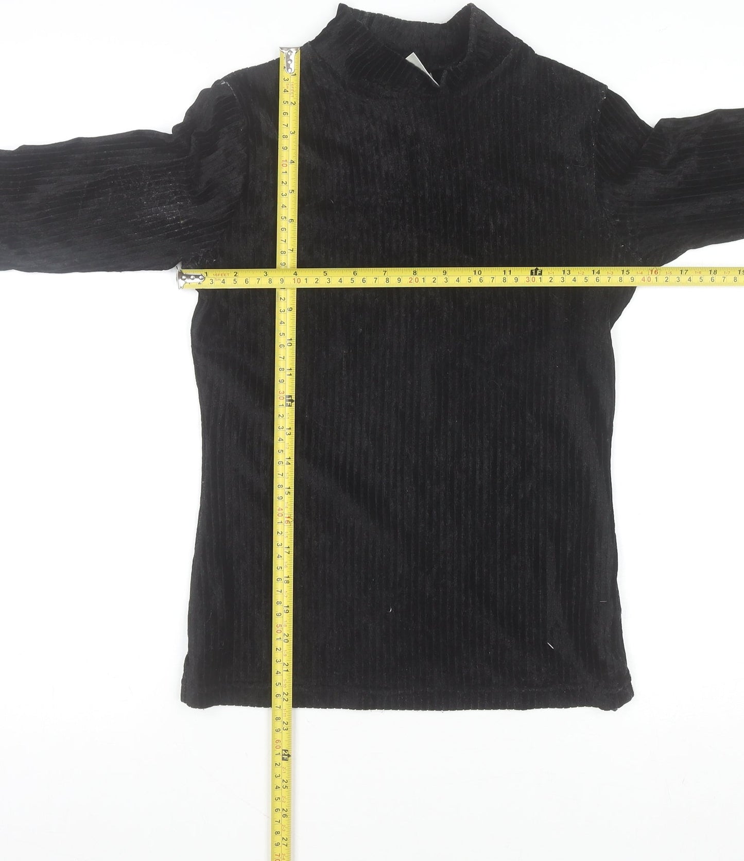 St. Bernard Women's Black Velvet Mock Neck Long Sleeve Jumper Size 14