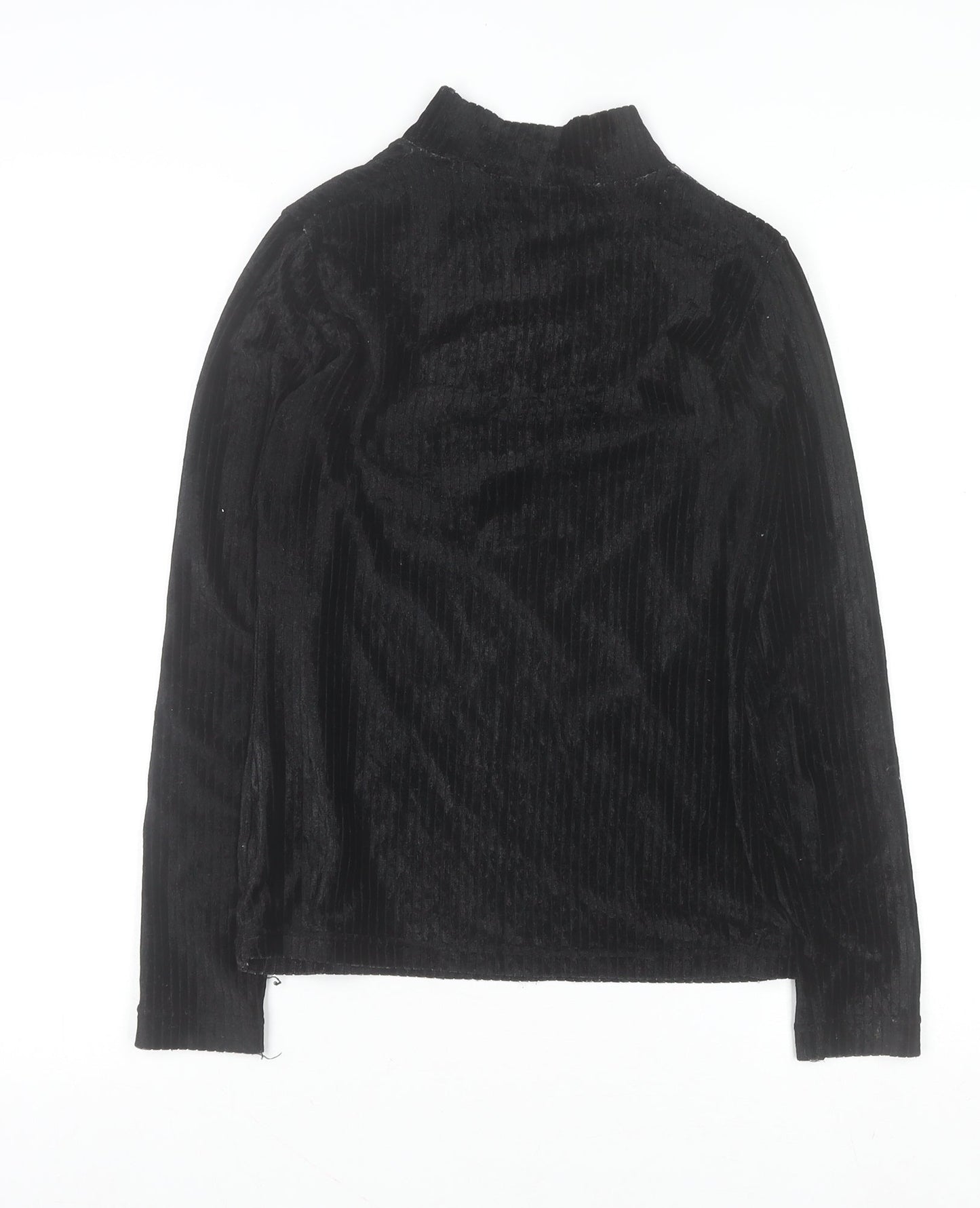 St. Bernard Women's Black Velvet Mock Neck Long Sleeve Jumper Size 14