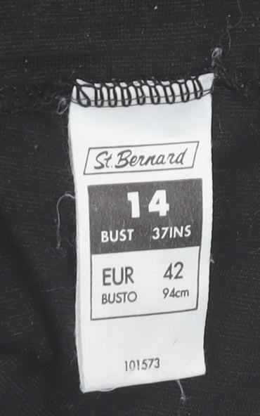 St. Bernard Women's Black Velvet Mock Neck Long Sleeve Jumper Size 14