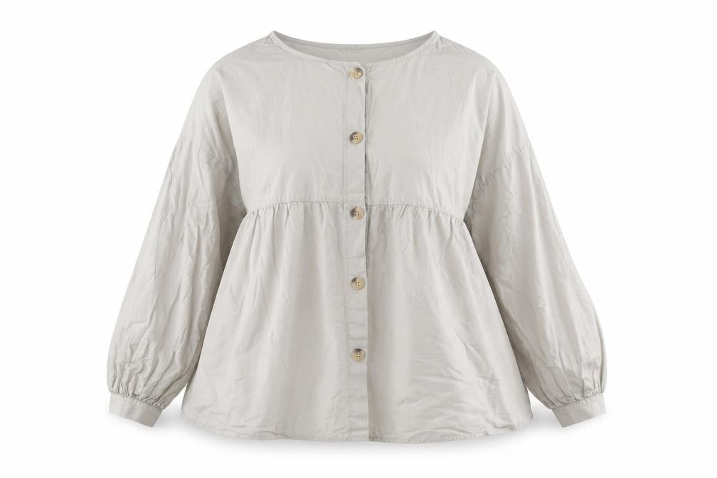 Zara Women Beige Cotton Tunic Blouse Long Sleeve Relaxed Fit L