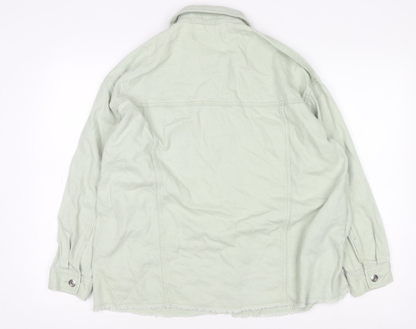 Zara Womens Green Cotton Buttoned Casual Jacket Size S