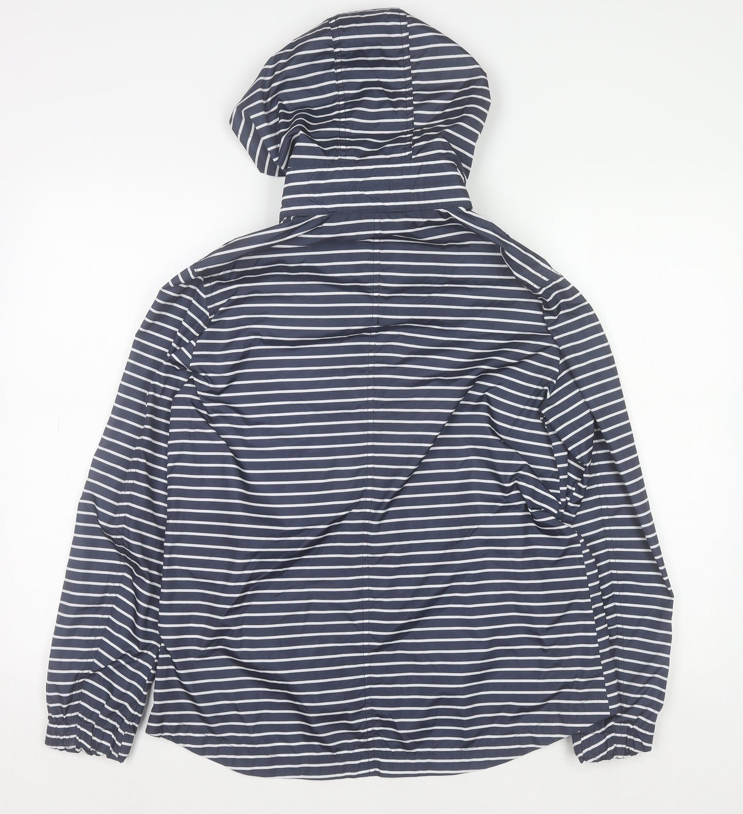 Fat Face Women's Blue Striped Hooded Rain Jacket Size 8