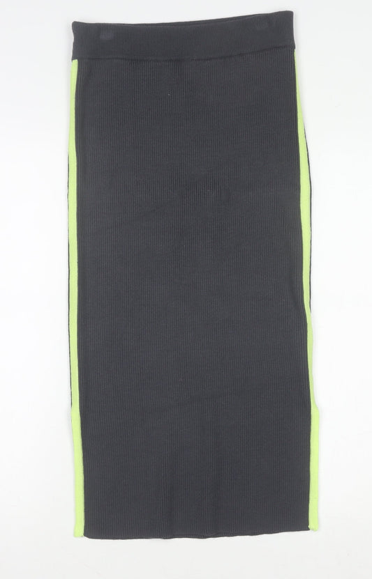 Anthropologie Women's Grey Ribbed Knit Midi Pencil Skirt Size S