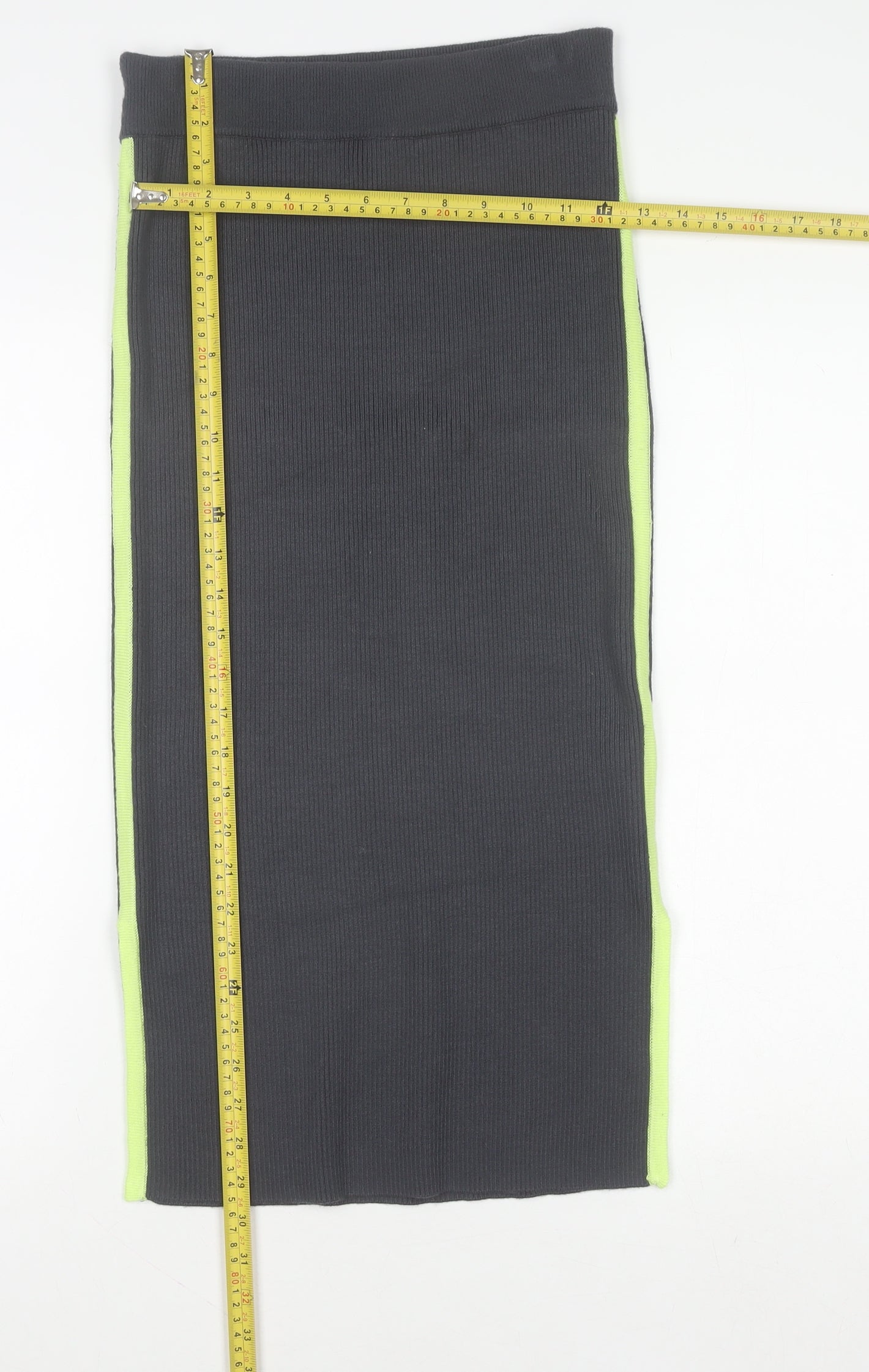 Anthropologie Women's Grey Ribbed Knit Midi Pencil Skirt Size S