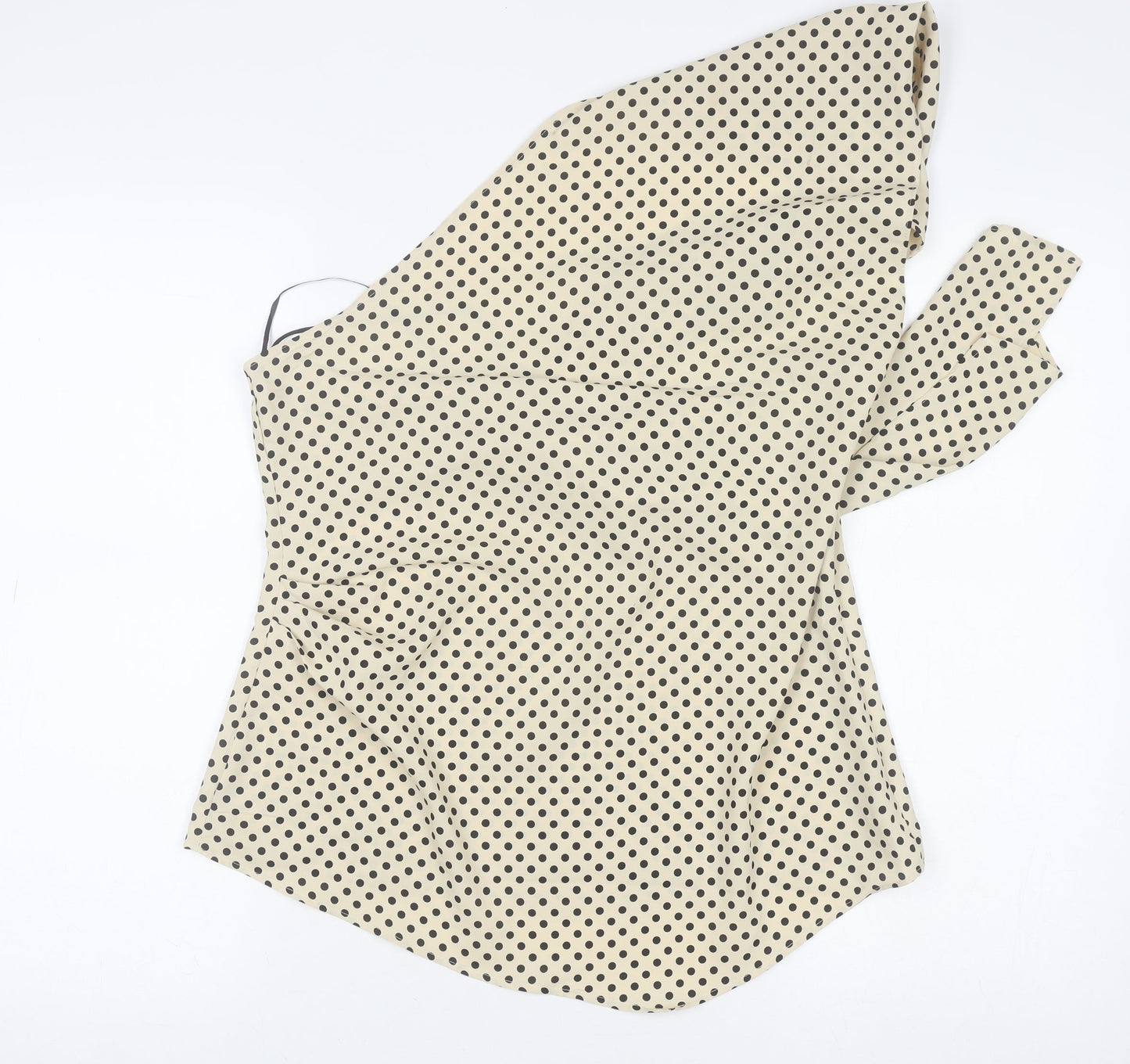 H&M Women’s Beige Polka Dot One Shoulder Wrap Blouse Size L