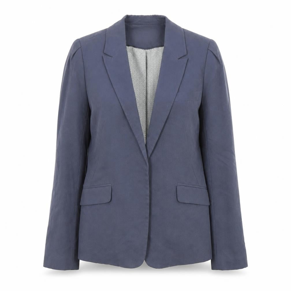 H&M Women Blue Single-Breasted Blazer UK 12 Viscose Blend