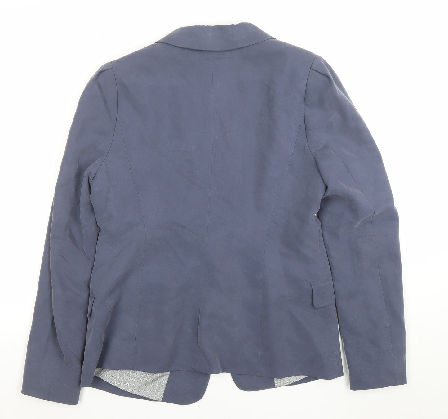 H&M Women Blue Single-Breasted Blazer UK 12 Viscose Blend