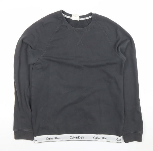 Calvin Klein Womens Black Cotton Blend Crew Neck Sweatshirt M
