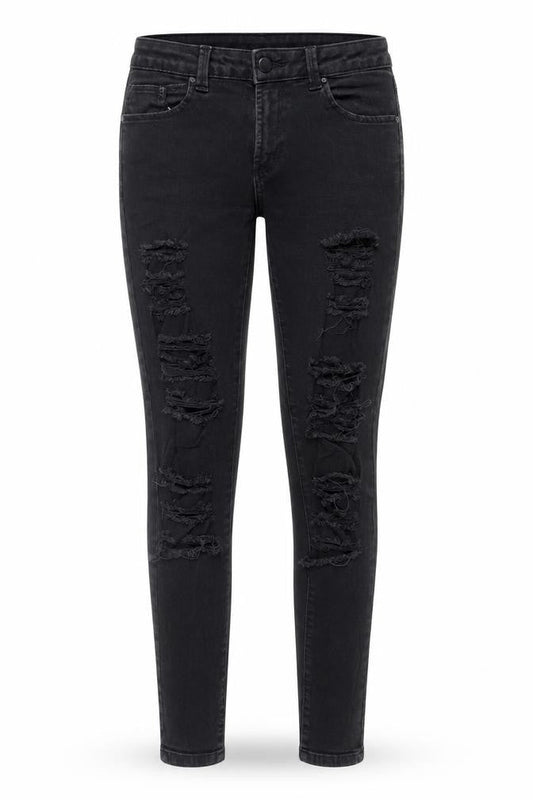 Denim Co. Womens Black Skinny Distressed Jeans Size 12