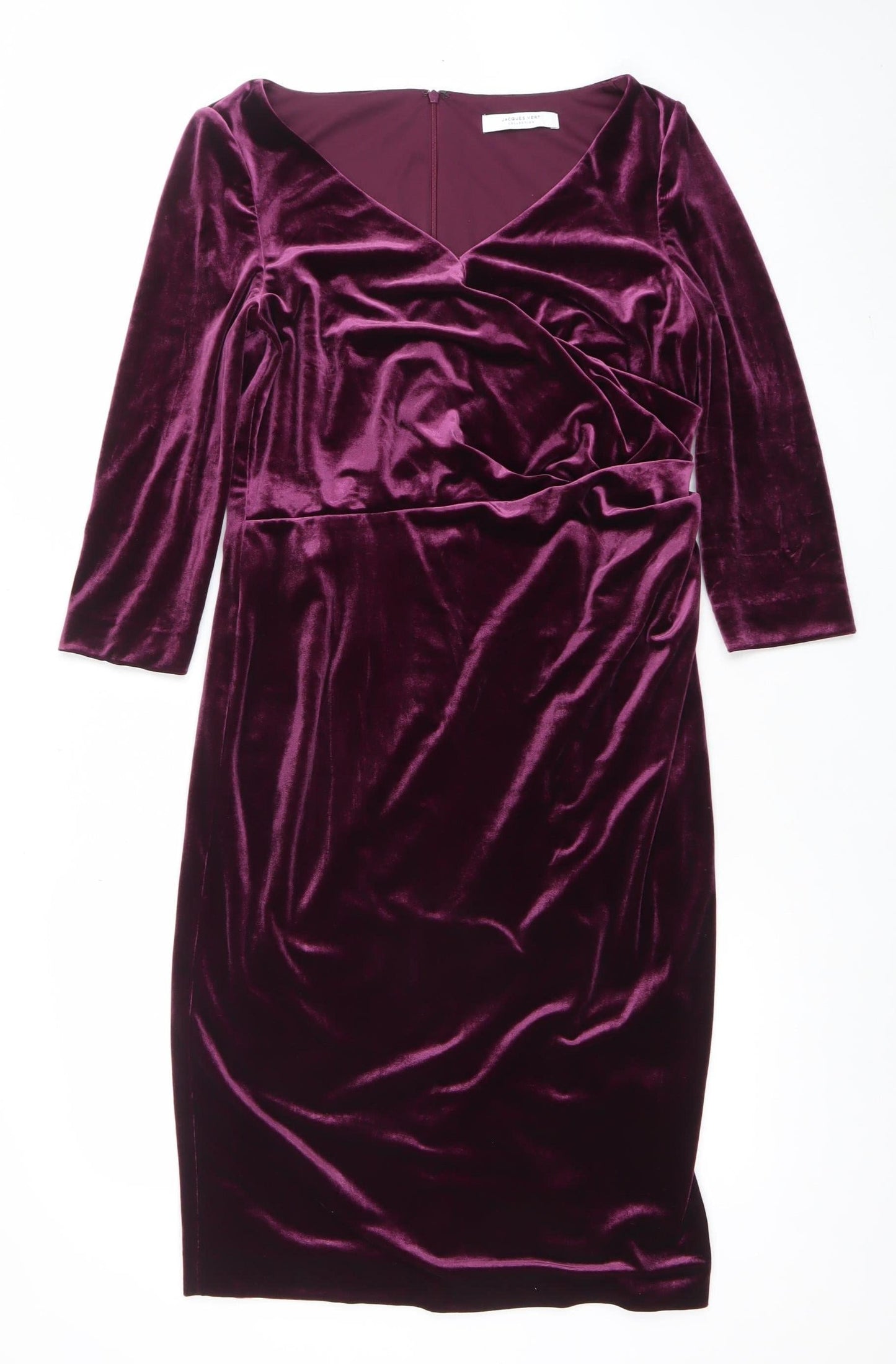 Jacques Vert Women’s Purple Velvet Bodycon Knee Length Dress Size 10