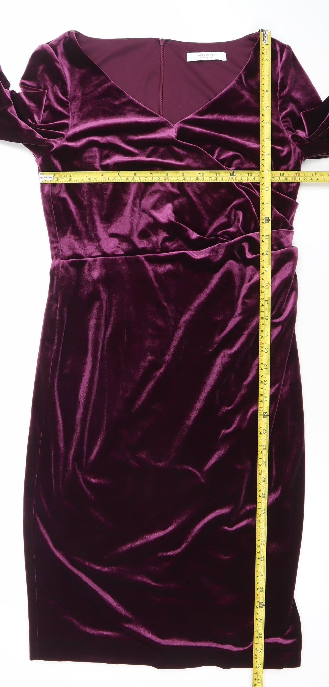Jacques Vert Women’s Purple Velvet Bodycon Knee Length Dress Size 10