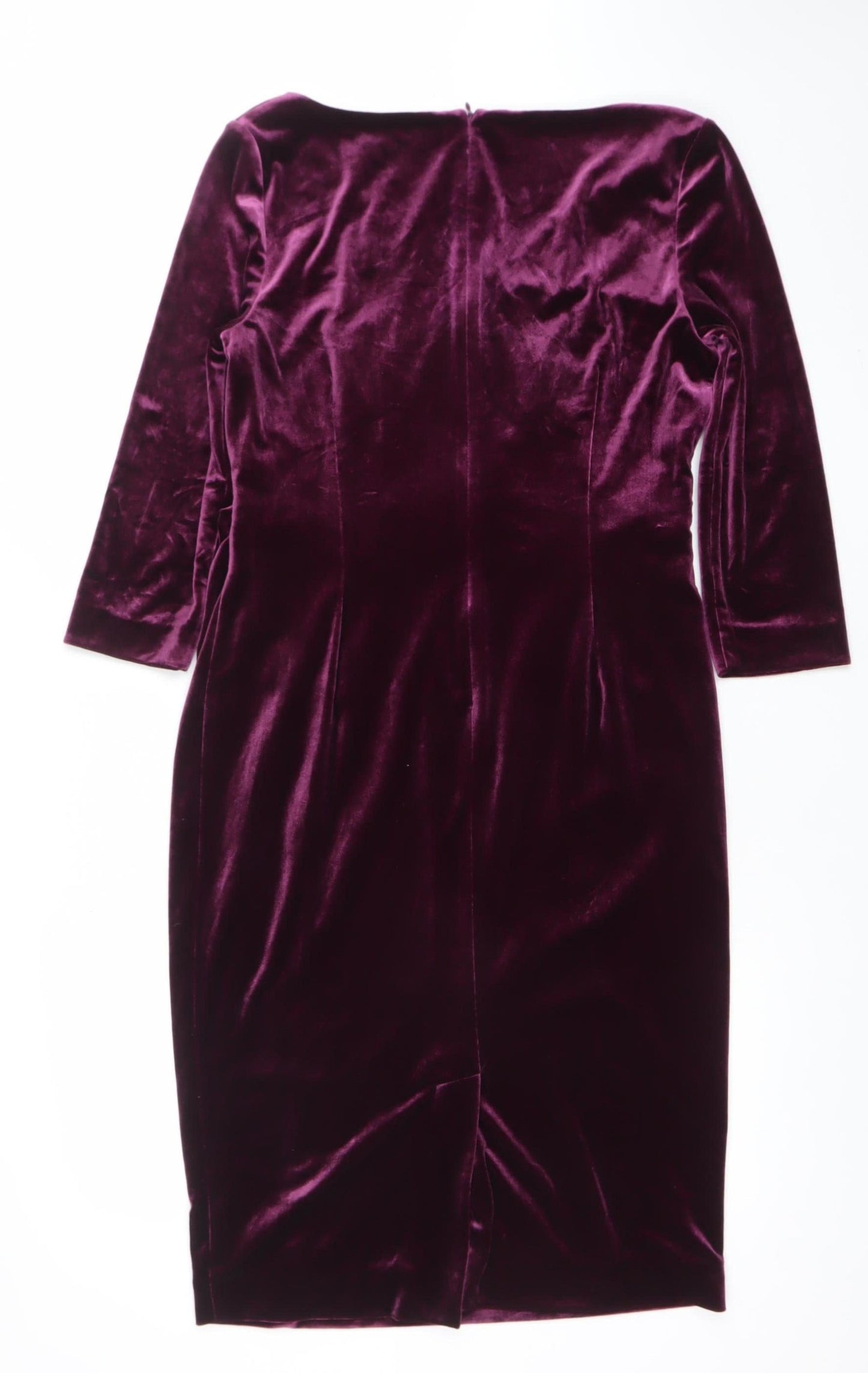 Jacques Vert Women’s Purple Velvet Bodycon Knee Length Dress Size 10