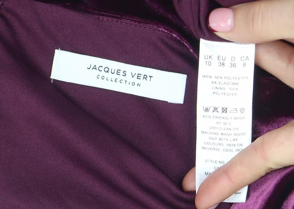Jacques Vert Women’s Purple Velvet Bodycon Knee Length Dress Size 10