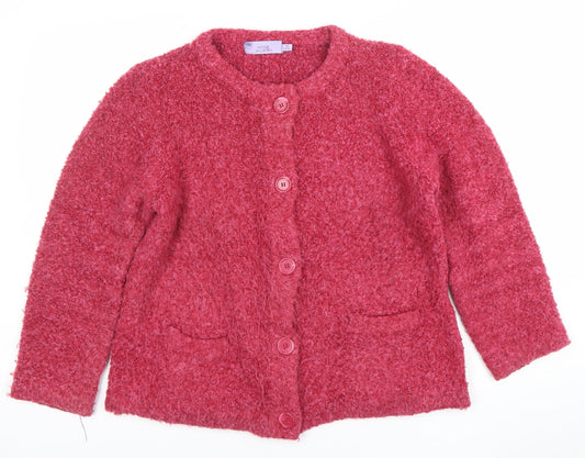 Honor Millburn Women Pink Wool Blend Button Cardigan M 14-16