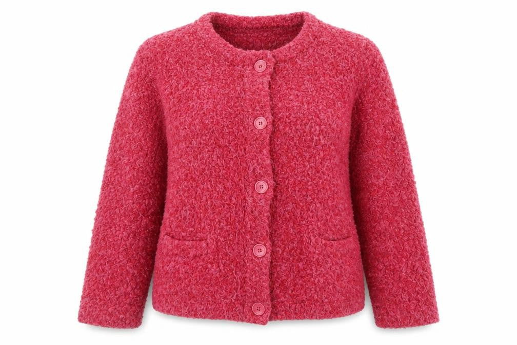 Honor Millburn Women Pink Wool Blend Button Cardigan M 14-16