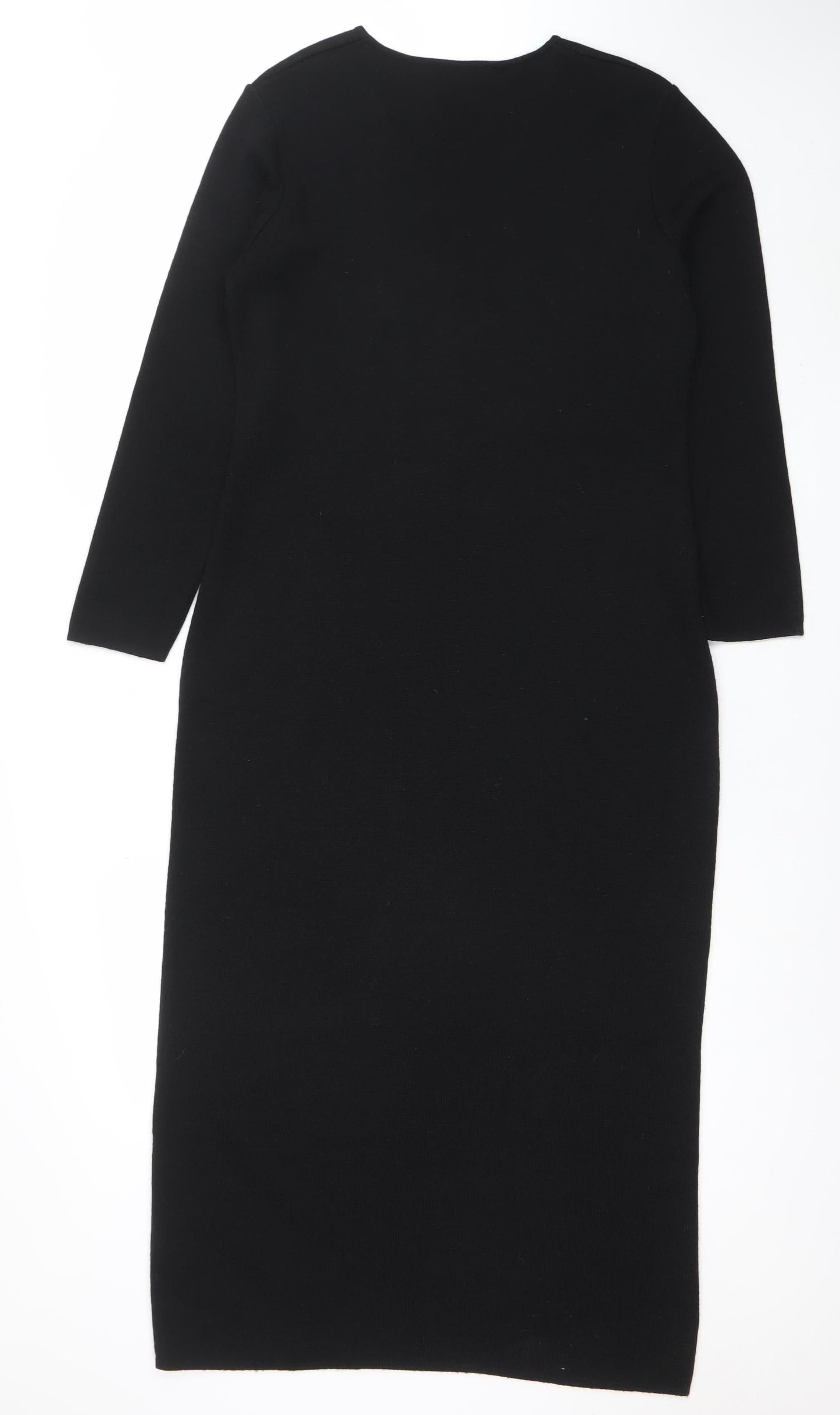 Marks and Spencer Women’s Black Wool Blend Bodycon Knee Length Dress Size 14