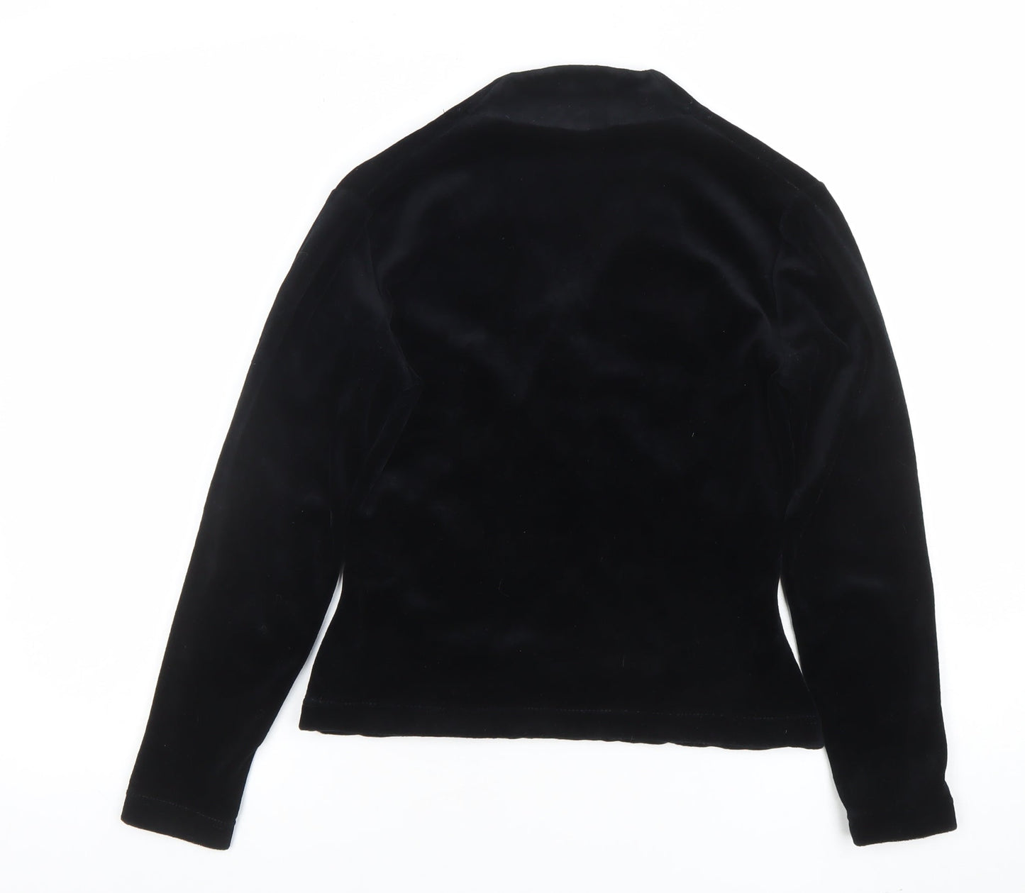 Monsoon Women Black Velvet Wrap Blouse Size 12 Long Sleeve