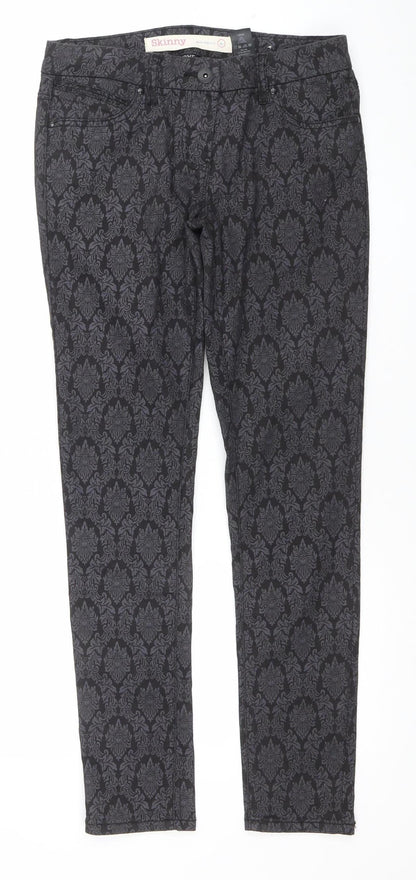 Next Women’s Black Skinny Jeans Size 8R Stretch Patterned Denim