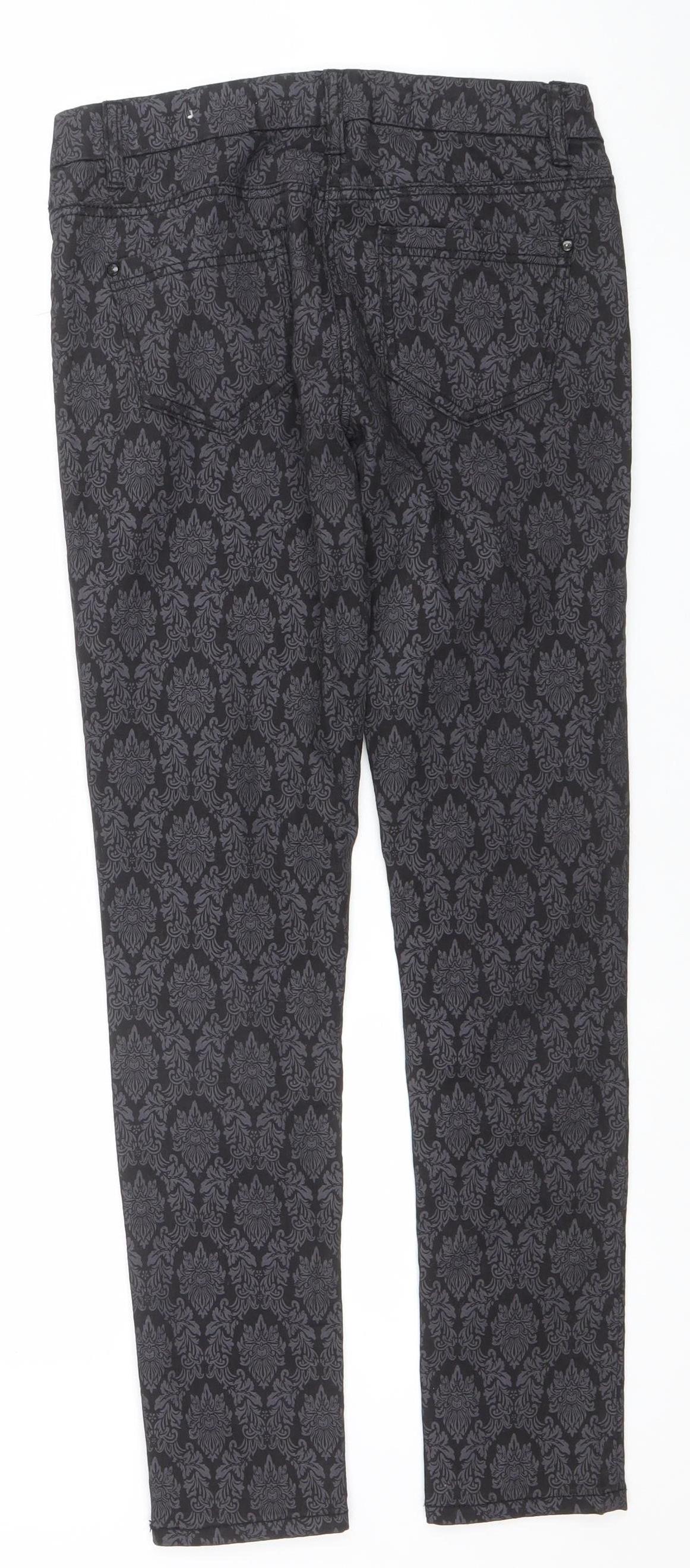 Next Women’s Black Skinny Jeans Size 8R Stretch Patterned Denim