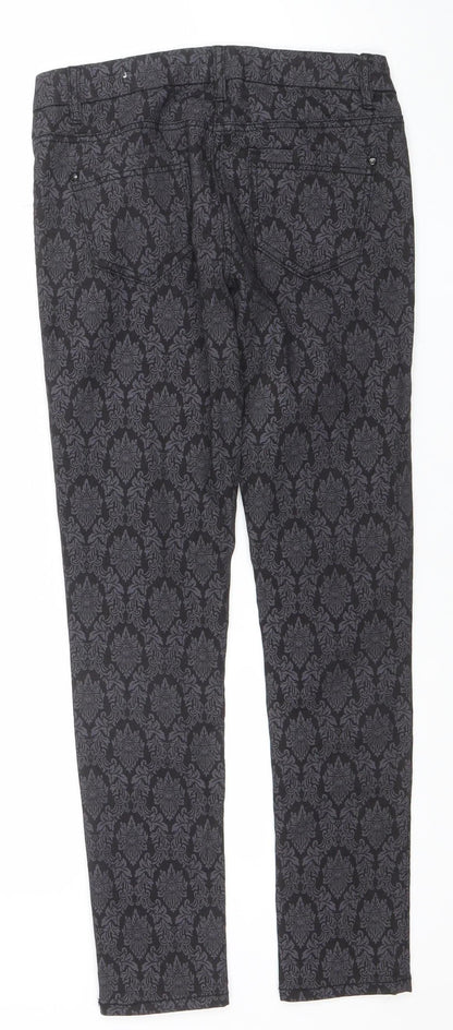 Next Women’s Black Skinny Jeans Size 8R Stretch Patterned Denim