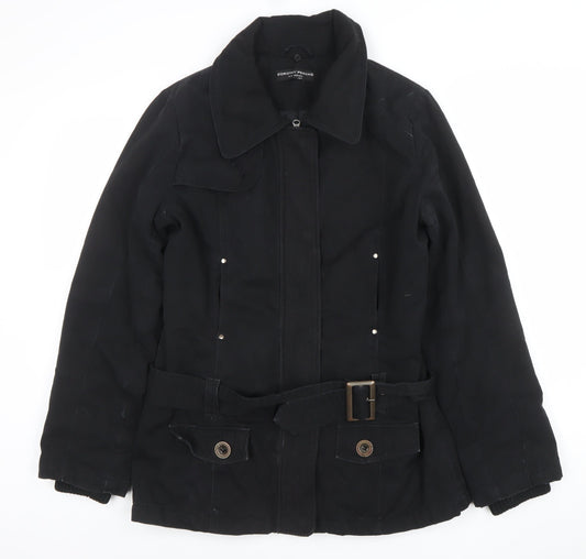 Dorothy Perkins Womens Black Belted Parka Jacket Size 10 Regular