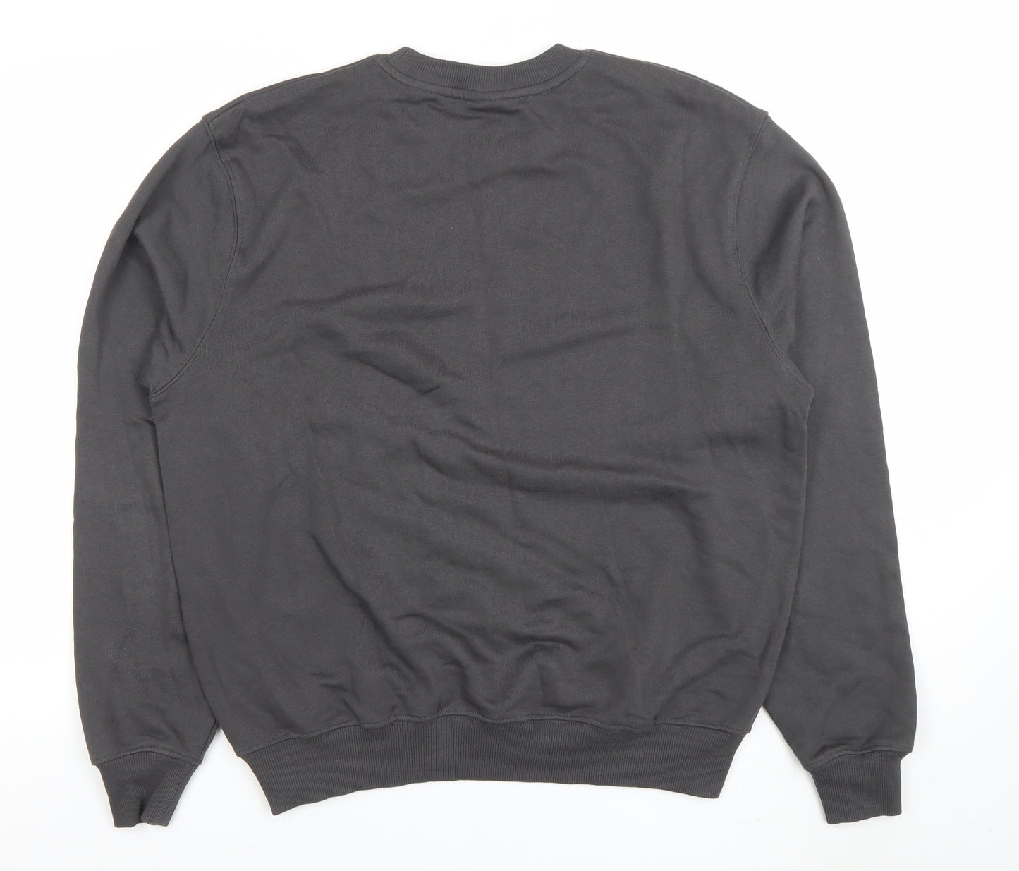 Brsbi Women Black Cotton Pullover Sweatshirt M Heart Embroidered Crew Neck