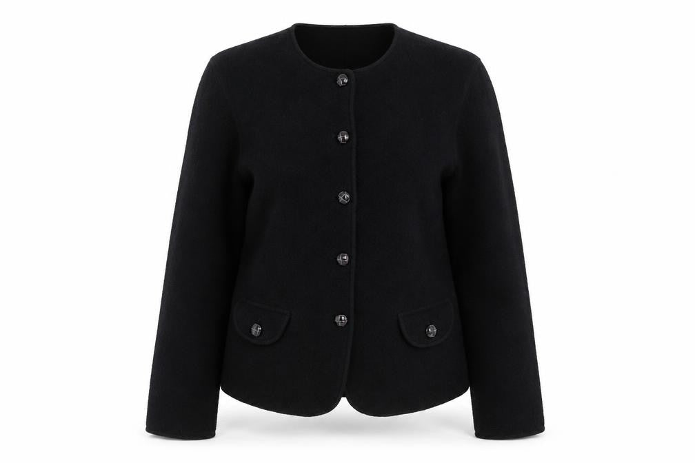 Lands' End Women's Black Wool Blazer Size 10 Classic Mid-Length