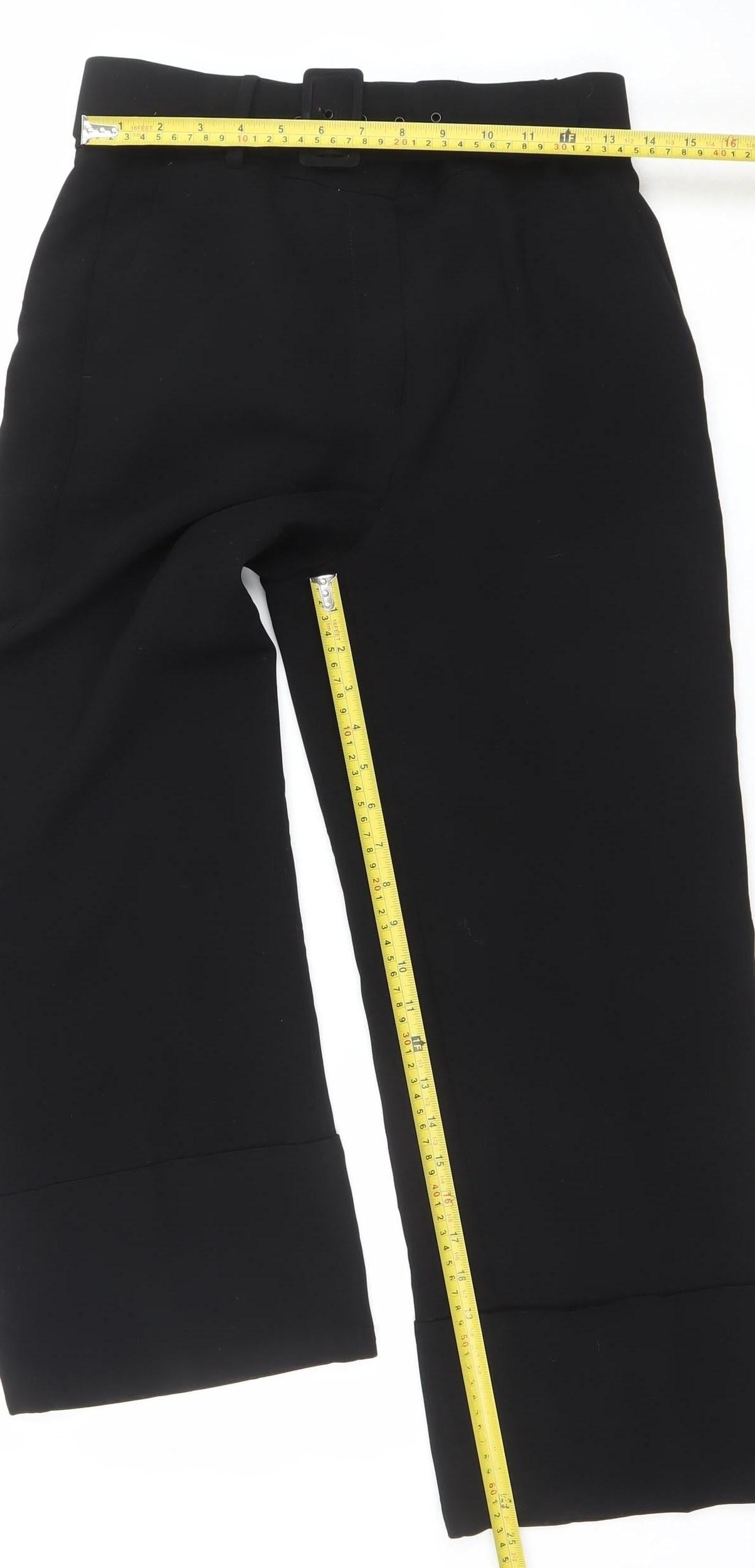 Mango Women's Black Size 10 Slim Fit Belted Dress Pants