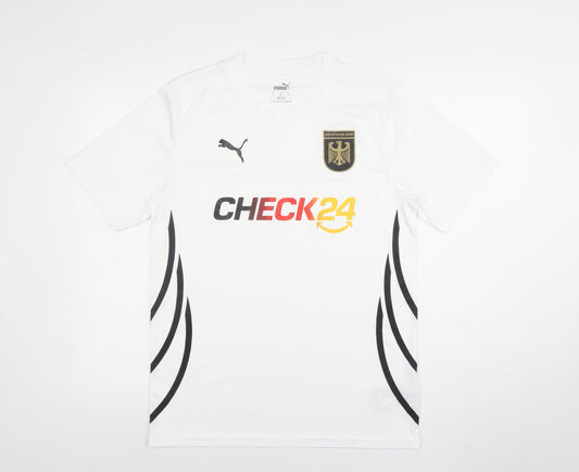 Puma Men's White Medium Football Jersey T-Shirt with Logo