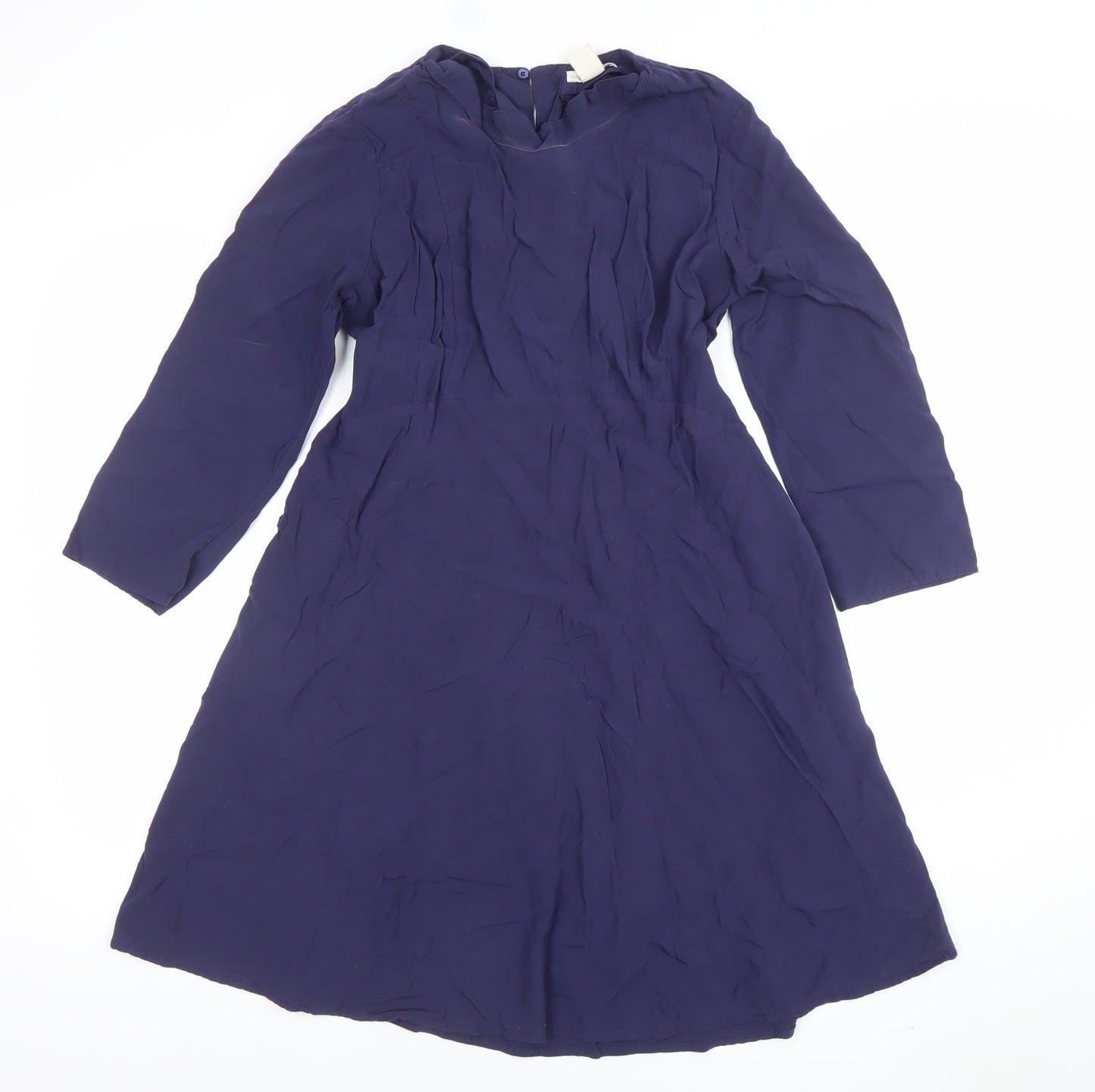 H&M Maternity Blue A-Line Knee Length Long Sleeve Dress Size S