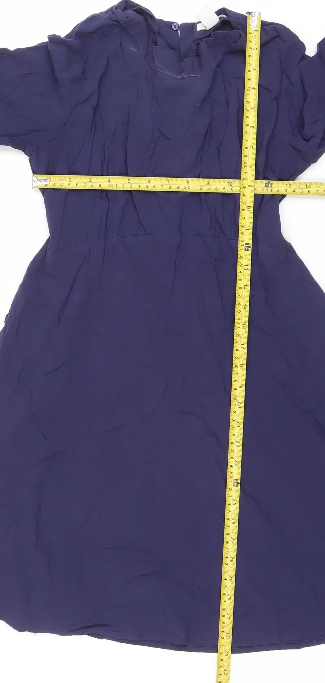 H&M Maternity Blue A-Line Knee Length Long Sleeve Dress Size S
