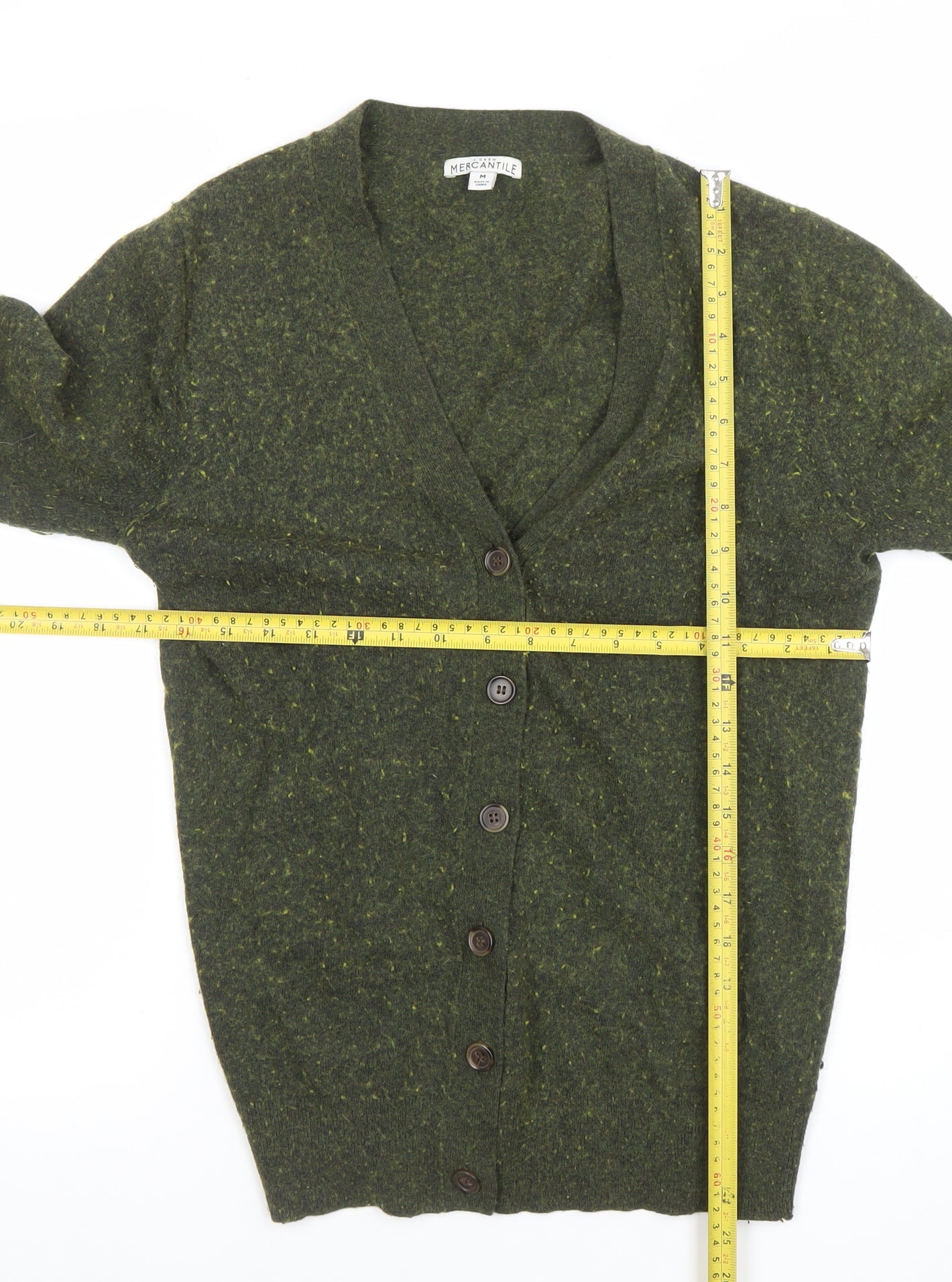 J.Crew Mercantile Women's Green Wool Blend V-Neck Cardigan M