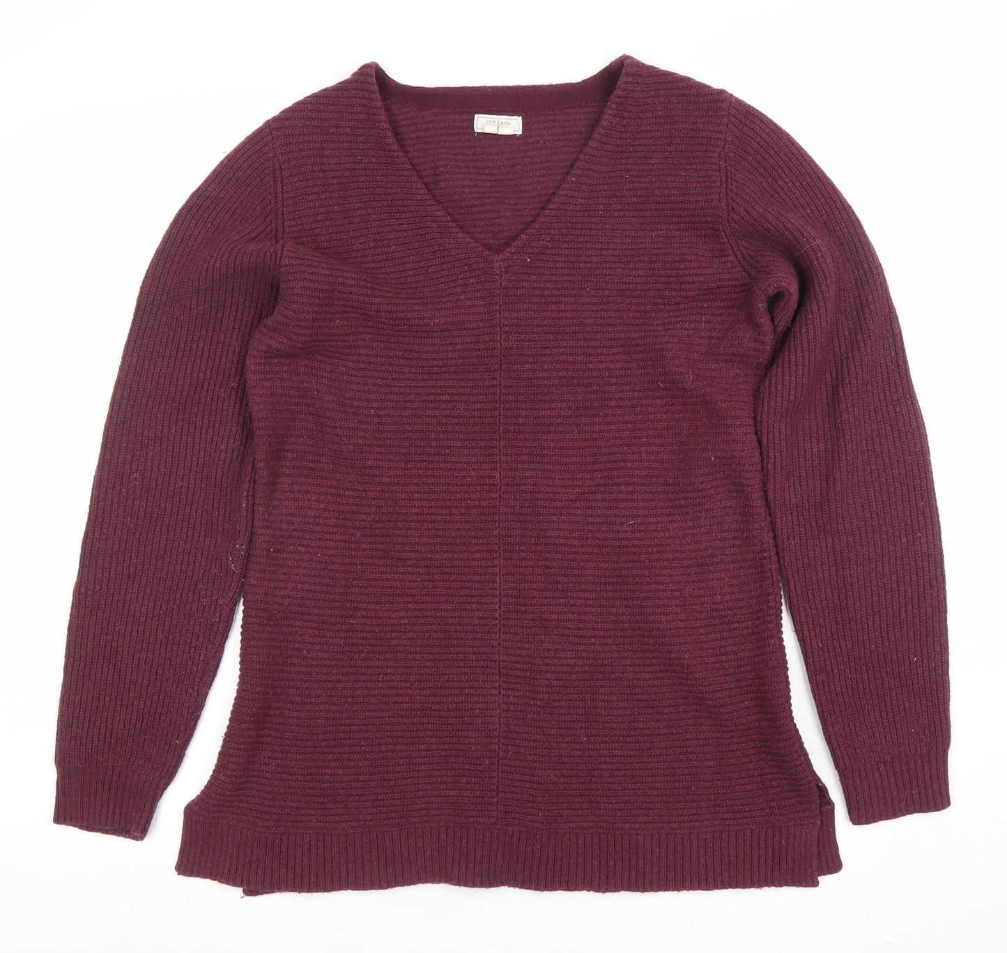 Fat Face Women’s Purple Cotton Wool V-Neck Long Sleeve Jumper Size 10