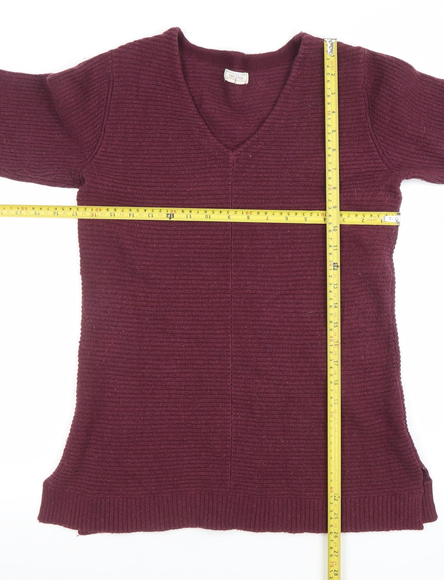 Fat Face Women’s Purple Cotton Wool V-Neck Long Sleeve Jumper Size 10