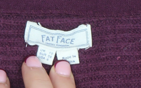 Fat Face Women’s Purple Cotton Wool V-Neck Long Sleeve Jumper Size 10