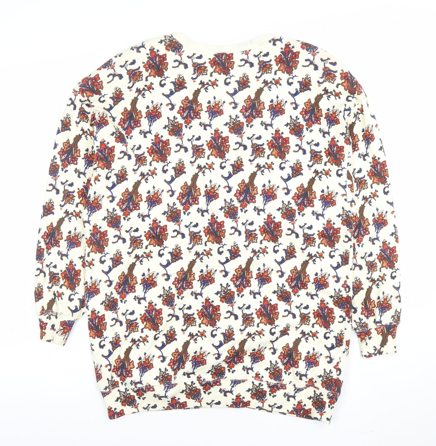 Cambridge Sportsclub Women's Ivory Floral Cotton V-Neck Cardigan M