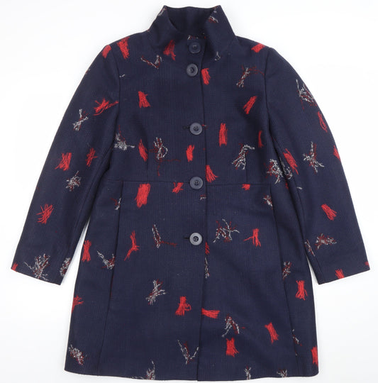 Gerard Women's Blue Wool Blend Mid-Length Button Coat Size 14